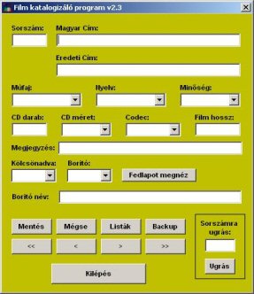 Pillanatkép a Film katalogizáló programról